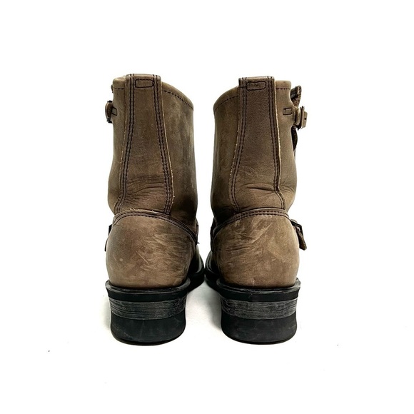 Vintage Y2K women’s tan nubuck leather dual buckle engineer boots - Picture 7 of 9